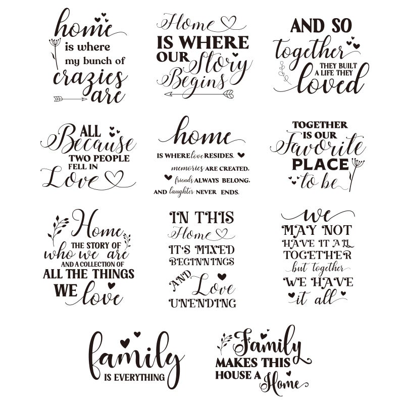 وولاين مجموعة ملصقات Whaline مكونة من 11 ورقة، بتصميم كلمات عتيقة قابلة للفرك، مناسبة للأعمال اليدوية، حروف سوداء دافئة، ملصقات قابلة للفرك، ملصقات أثاث، مناسبة للمنزل والحفلات والأعمال اليدوية، مقاس 5.5 × 5.5 بوصة - Image 1